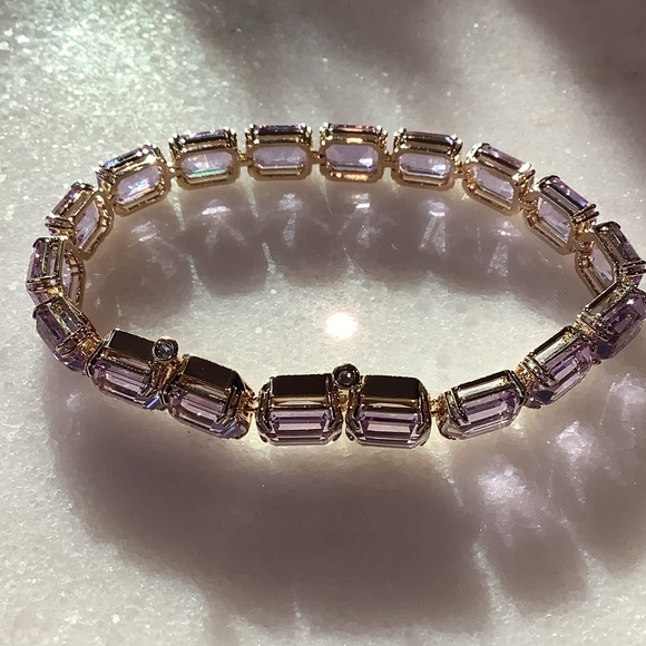 Swarovski Millenia Gold and Lavender Tennis Bracelet Brand New